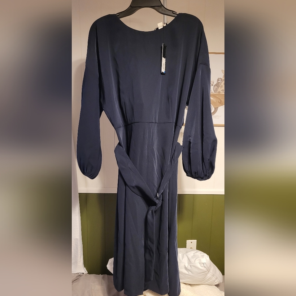 Sachin + Babi Blue Sheath Dress with Bishop Sleeves
